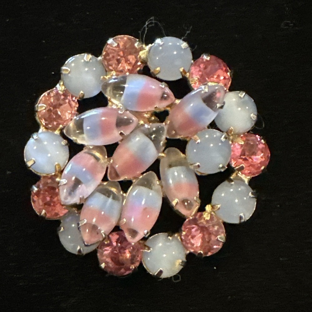Vtg Juliana Candy Corn Glass Cabochon Stones Brooch missing pin on back